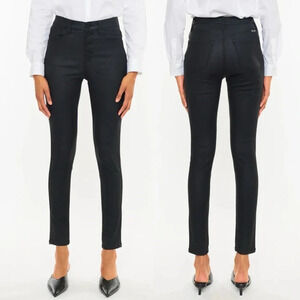 Kancan | Faux Leather Skinny Pants Button Fly High Rise Ankle Stretch Black EUC